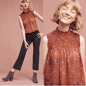 Anthropologie Maeve Darby Leopard Smocked Tank Top size 4